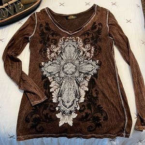 Women’s Brown and bling long sleeve top